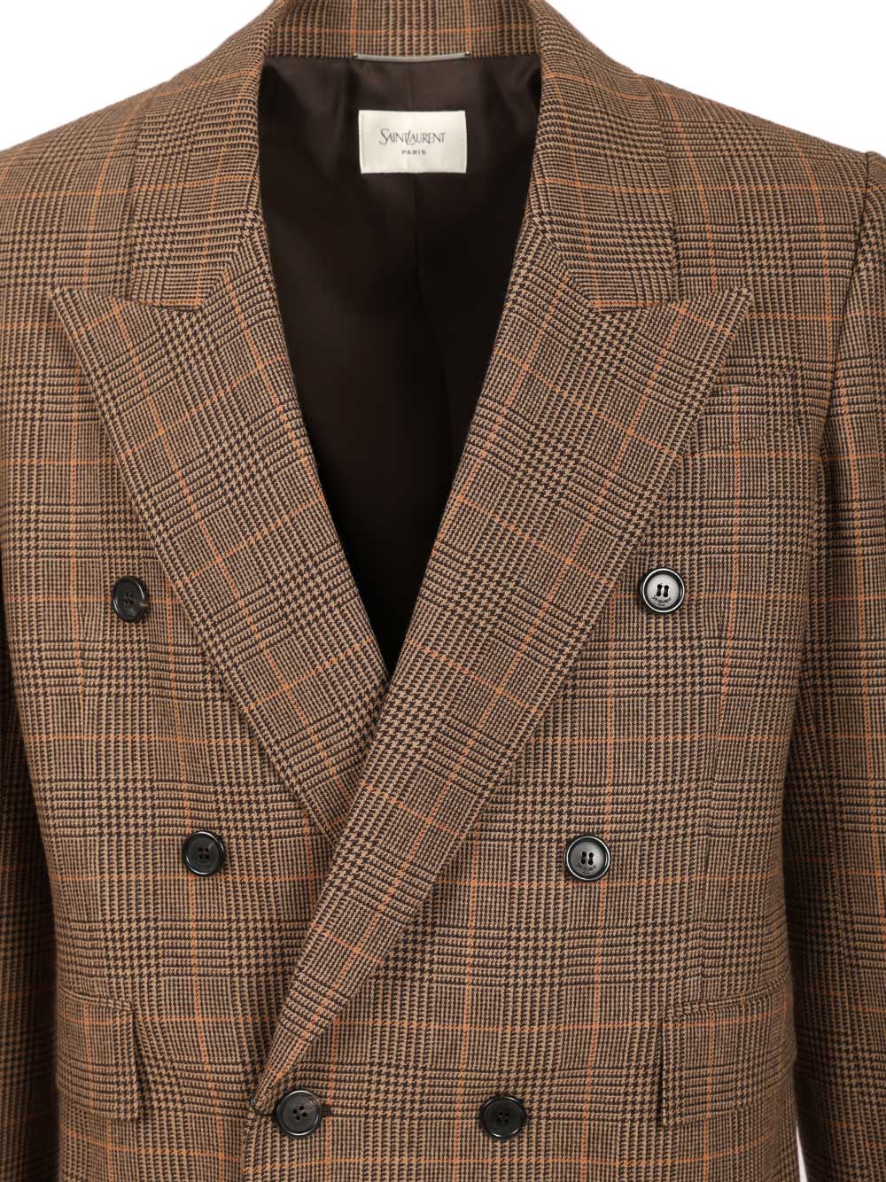 Saint Laurent Prince Of Wales Wool Jacket Giacche - Beige | dd8018d9293fe54985294f507097306fbf5d0a39