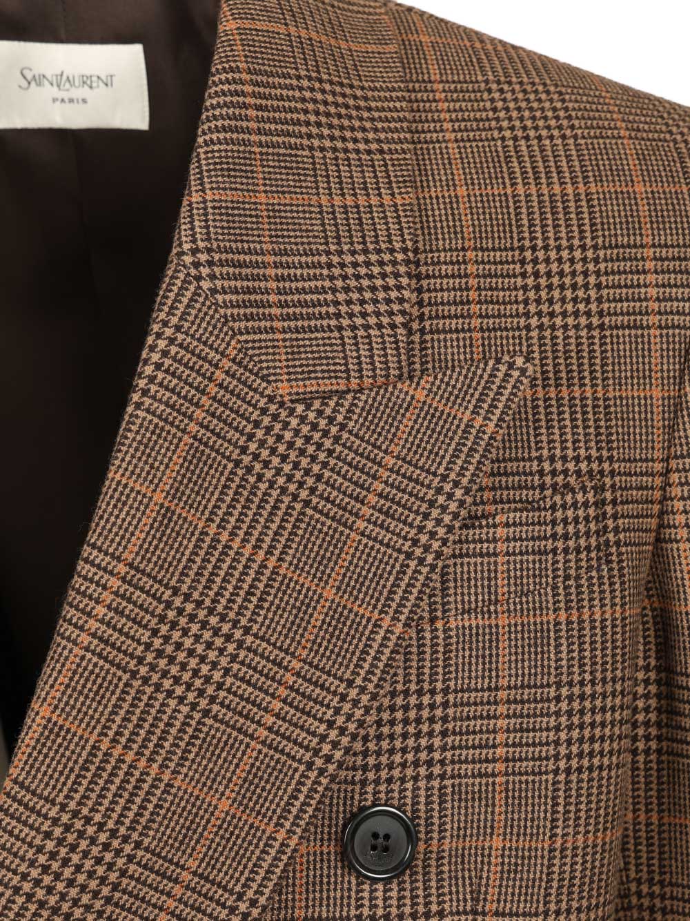 Saint Laurent Prince Of Wales Wool Jacket Giacche - Beige | 4f27fab8dfc40b1c259785c18ffb4cbd34a3a03e