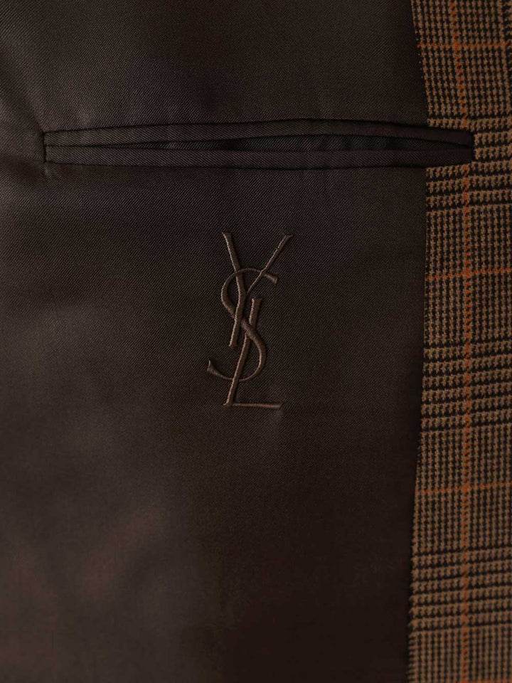 Saint Laurent Prince Of Wales Wool Jacket Giacche - Beige | 95f5649adefa4bab964c700c2792d52b4a9d240f