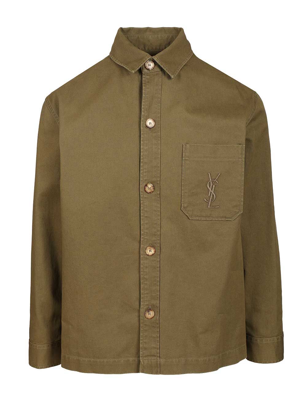 Saint Laurent Cassandre Overshirt Giacche - Verde | 92022c92fb0327ab24db8f0a691c6c2d54a85c75