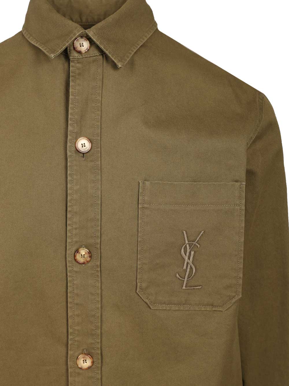 Saint Laurent Cassandre Overshirt Giacche - Verde | 043e46abf55b48ff06d8b3dcf009b9bb28eecce9