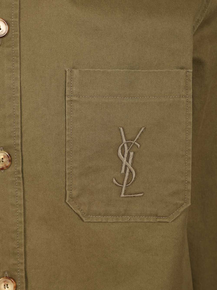 Saint Laurent Cassandre Overshirt Giacche - Verde | 80310e7094b76f15ddb7b9f17bab365d098fc433