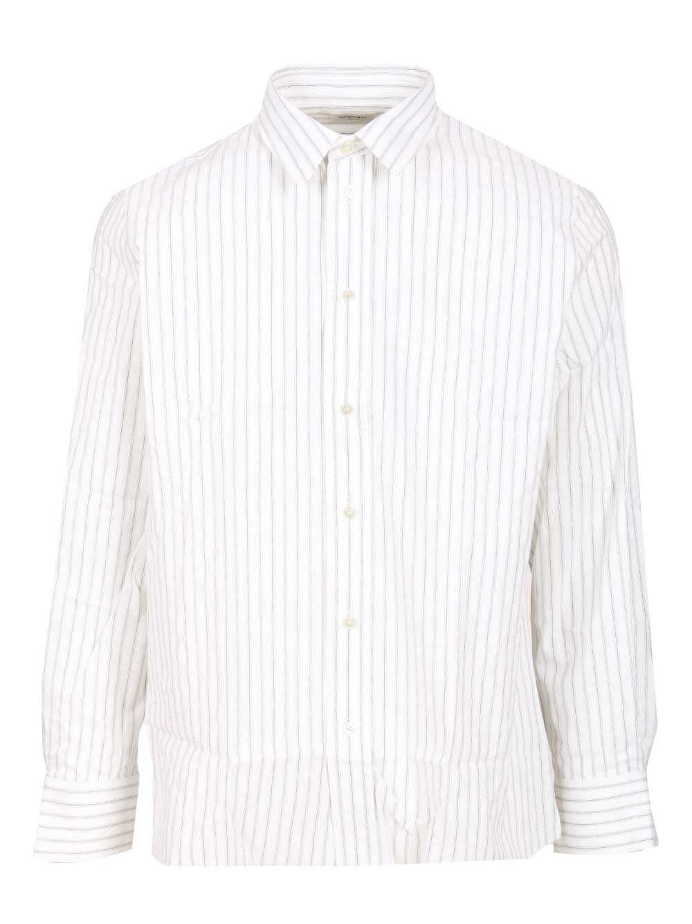 Saint Laurent Cassandre Striped Cotton Shirt Shirts - Bianco | fe20b3dbf68a9bad21b27a3b01c634c839c94dc5