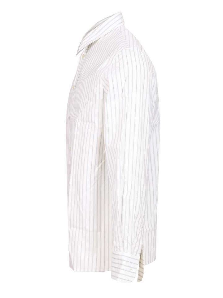 Saint Laurent Cassandre Striped Cotton Shirt Shirts - Bianco | 2acb92d2c2a65c8833ee92d7afd47bbfc39a36f0