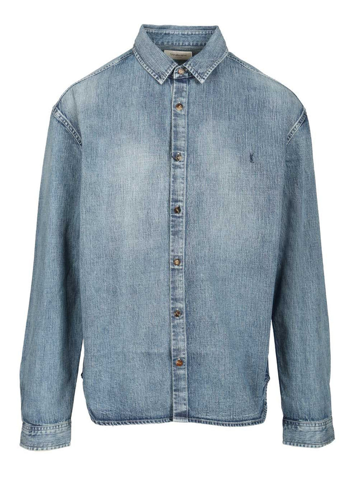 Saint Laurent Cassandre Denim Shirt Shirts - Light blue | 08b31fb6c5ff8a48b62971aad5f28493ab04d6cc