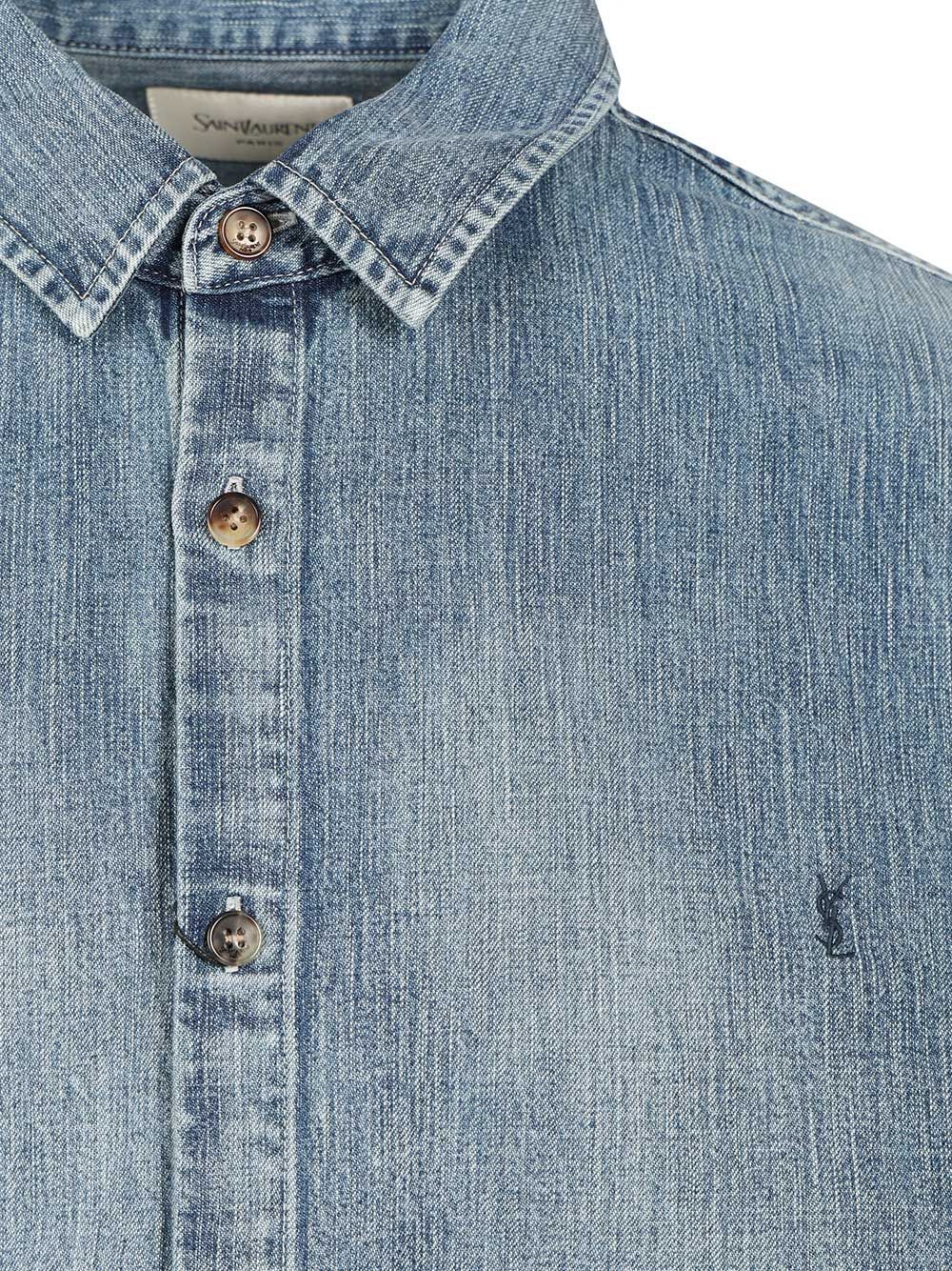 Saint Laurent Cassandre Denim Shirt Shirts - Light blue | 295d667f387168f14509da8da6ce3108c36ca709