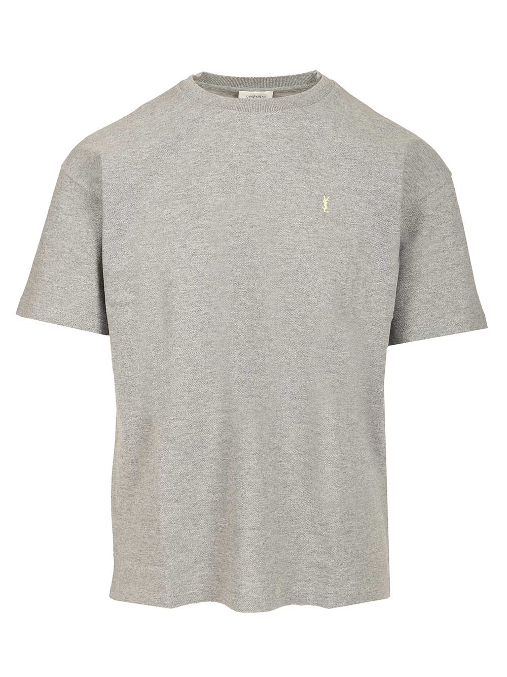 Saint Laurent Cassandre  In Piqué T-Shirt - Grey | 9ea9250987487674a9b1788e15d8cb54d9c835d8
