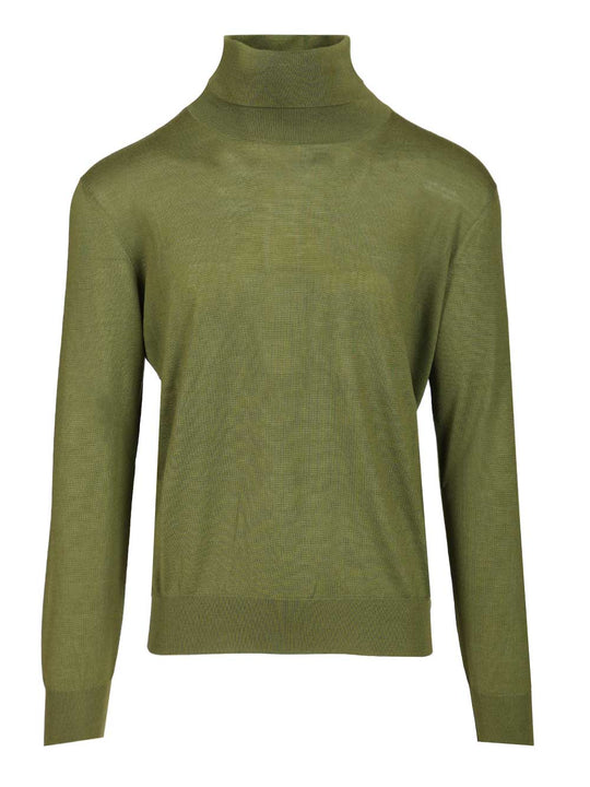 Cashmere, Wool And Silk Turtleneck Sweater Knitwear Verde