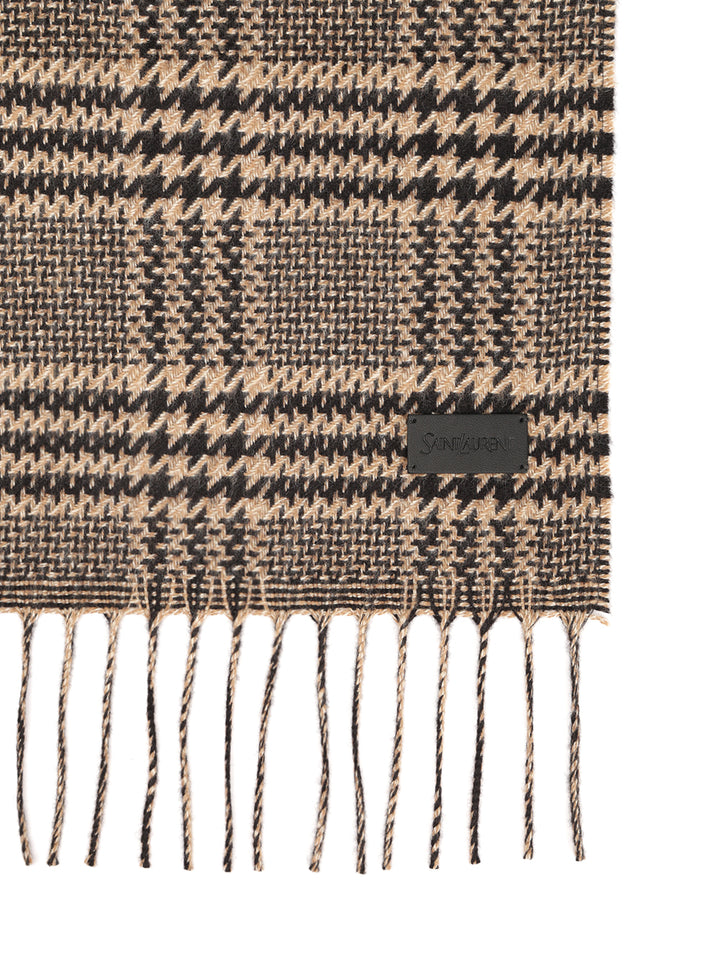 Saint Laurent Prince Of Wales Silk And Cashmere Scarf Scarves And Foulards - Beige | 8e8bc998086af5329ca33f7809a0f793b1499977