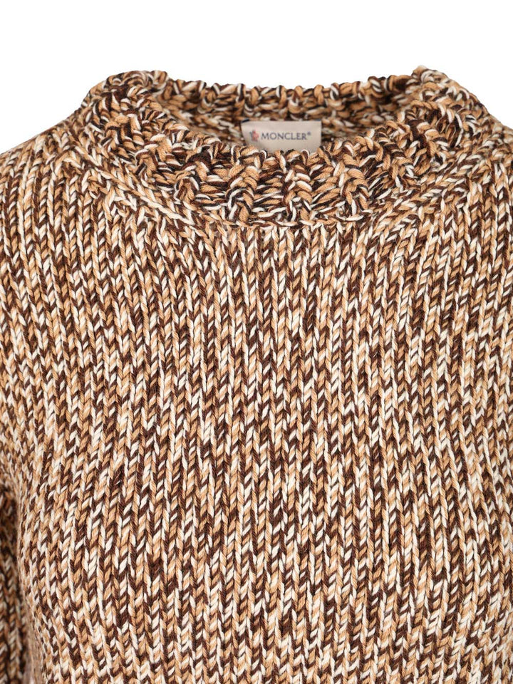 Moncler Mouliné Wool Sweater Knitwear - Beige | 8dc136d33297661324ef14d5b96312735a3de3e0
