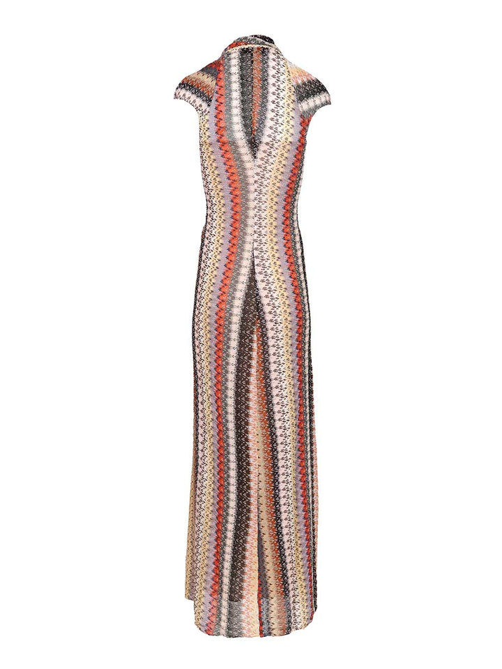 Missoni Long Dress With Neckline And Knot Abiti - Multicolor | d1aa5d93f104ba074649987165dbaebea3f719ea
