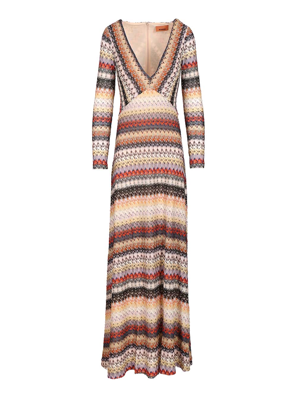 Missoni Long Dress With Multicolored V-Neck Abiti - Multicolor | 0542063c6d4e8dd45ca01aa02753b1ecfaaa8ffc