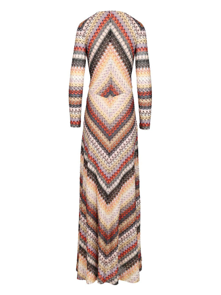 Missoni Long Dress With Multicolored V-Neck Abiti - Multicolor | a51fdea771d5e2248ff09ac681aaad90d3e614ab