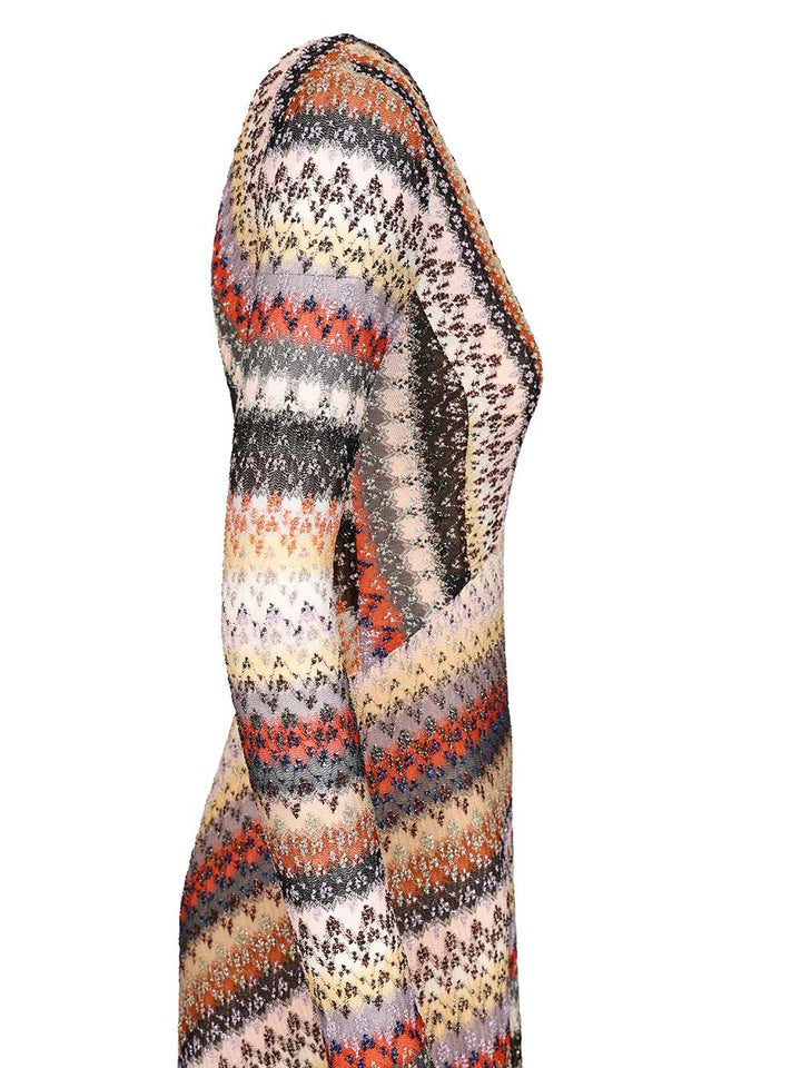 Missoni Long Dress With Multicolored V-Neck Abiti - Multicolor | afb7d174352f0f1b1956f5c50e51de427afc9849