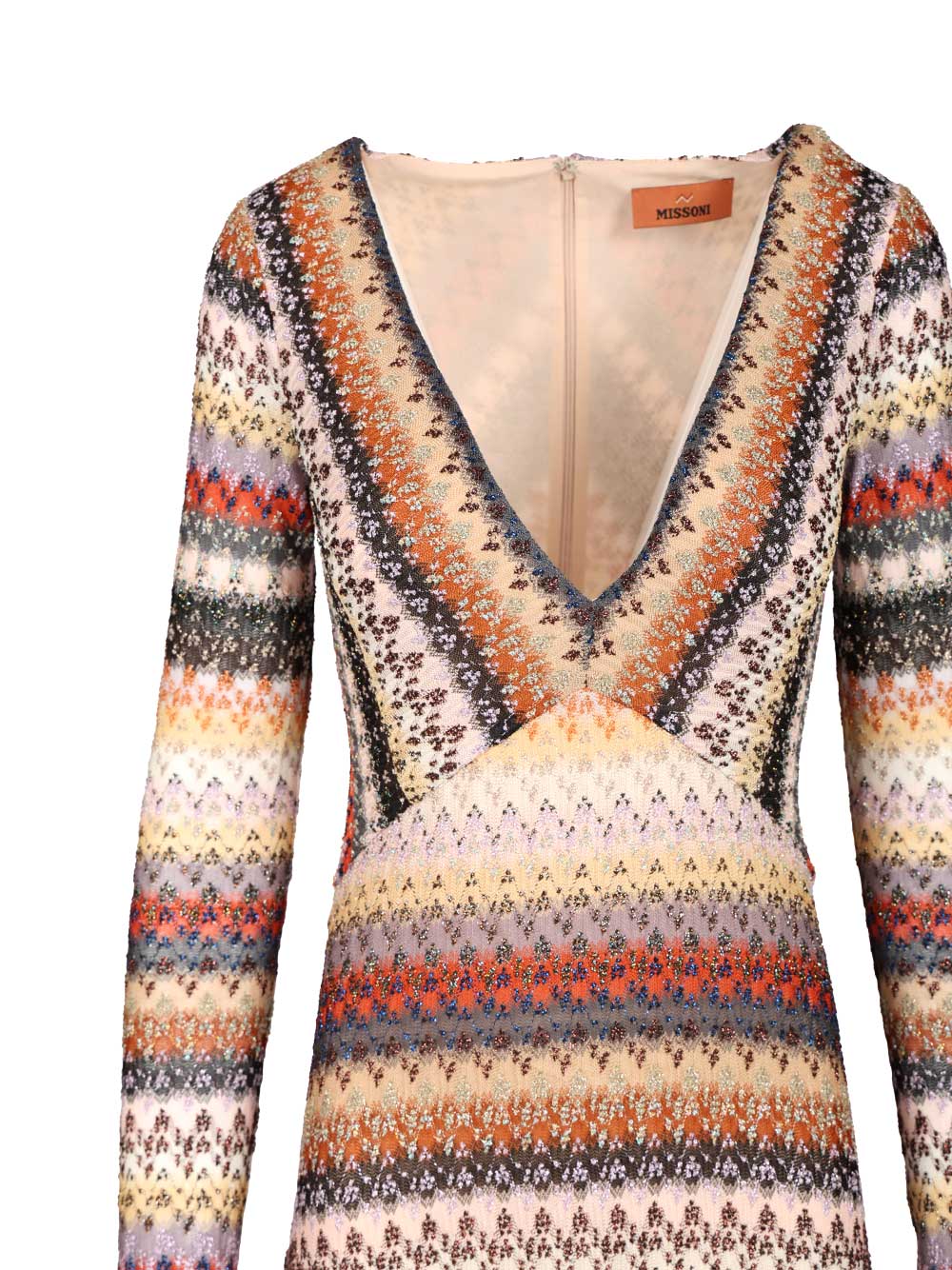 Missoni Long Dress With Multicolored V-Neck Abiti - Multicolor | 2fd0b03809e0cc233c29f8dd73a6eb7c970ab2d7