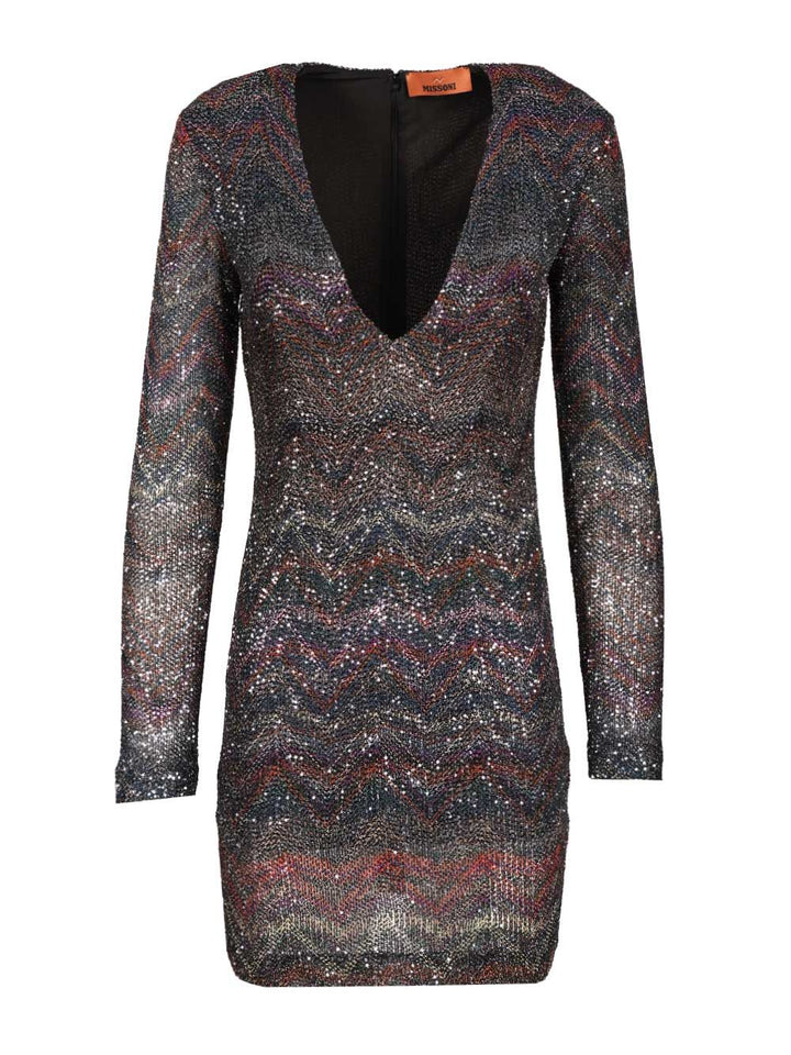 Missoni V-Neck Mini Dress Abiti - Multicolor | 6125883d05bfd10d3635ed7adbe7fce24366f907