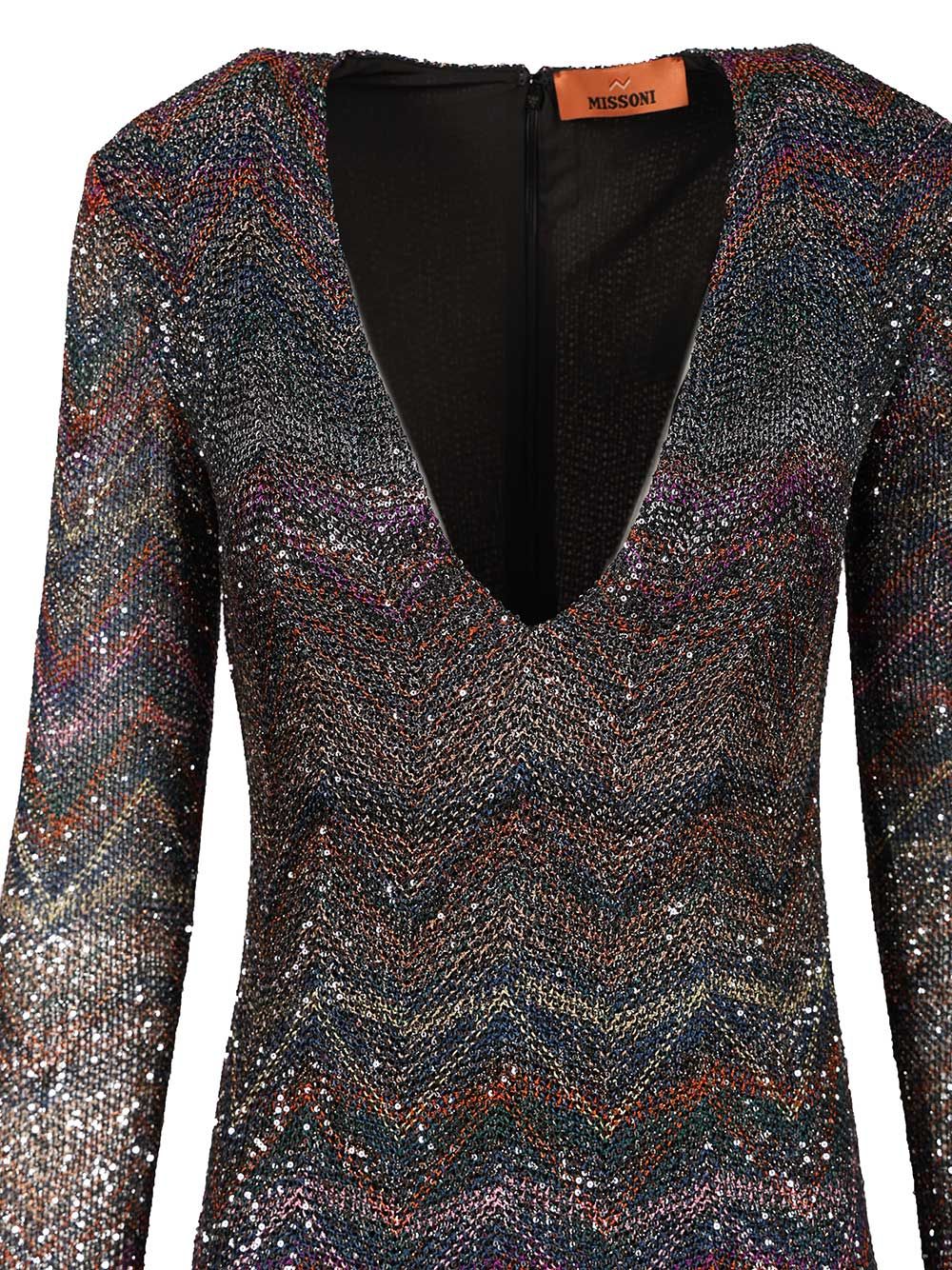 Missoni V-Neck Mini Dress Abiti - Multicolor | 5ac9c617f0b74a5b5cd94d46089a50830524489b
