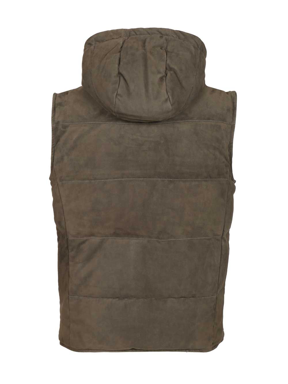 Al Duca D'Aosta Suede Hooded Vest Giacche - Verde | 2fefa89c3b218b728daec95b5f41a97fef1d855d