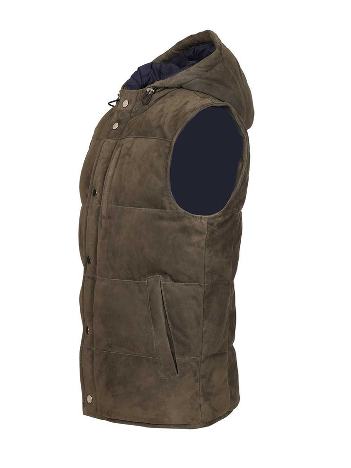 Al Duca D'Aosta Suede Hooded Vest Giacche - Verde | 7ae520cc7fd9cbcb5d6d07a67728cd172c653c33