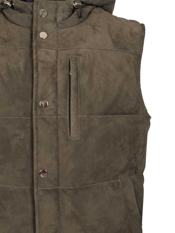 Al Duca D'Aosta Suede Hooded Vest Giacche - Verde | d28d5050cd8fa3abd4d462e1827114febdadf552