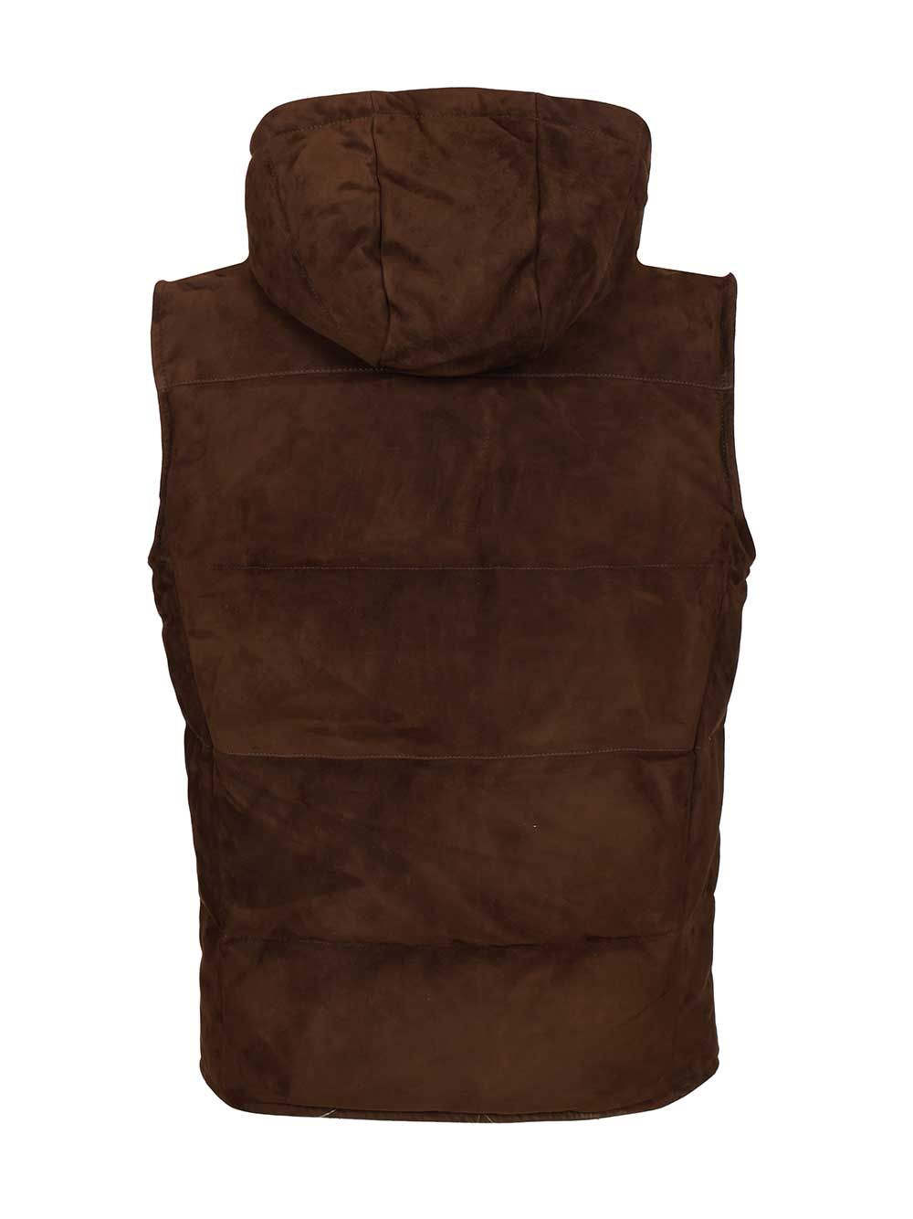 Al Duca D'Aosta Suede Hooded Vest Giacche - Marrone | 56ae95043e8ec048da36893114d61cd5b516543a