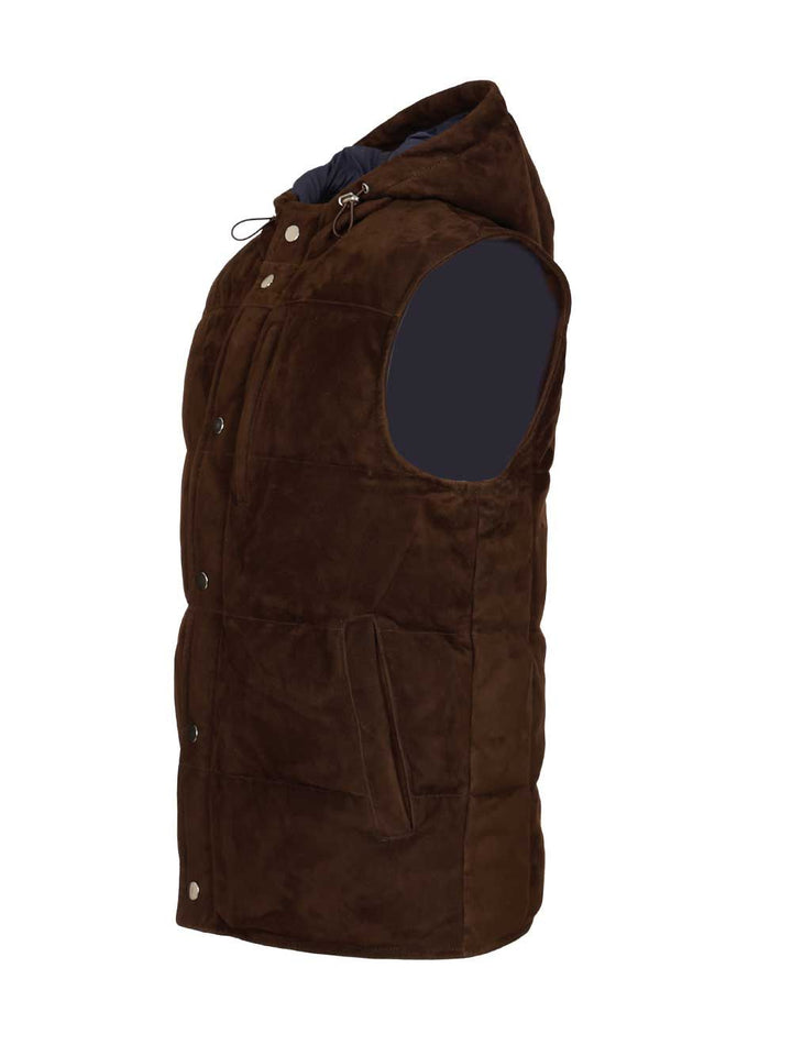 Al Duca D'Aosta Suede Hooded Vest Giacche - Marrone | 4df14f74f95a589c93cf95a1df12aff4524b0072