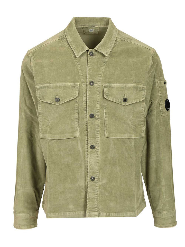 C.P. Company Overshirt In Stretch Velvet Shirts - Verde | 69f3771602241d03f6601875599051cb8861441e
