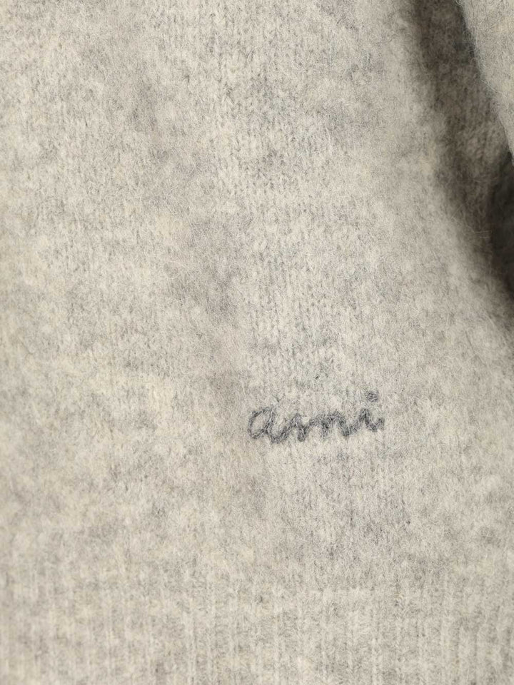 Ami Alpaca Blend Polo Shirt Knitwear - Grey | ad1bd467834fe6e075dfd1c6b610c00d8284a104