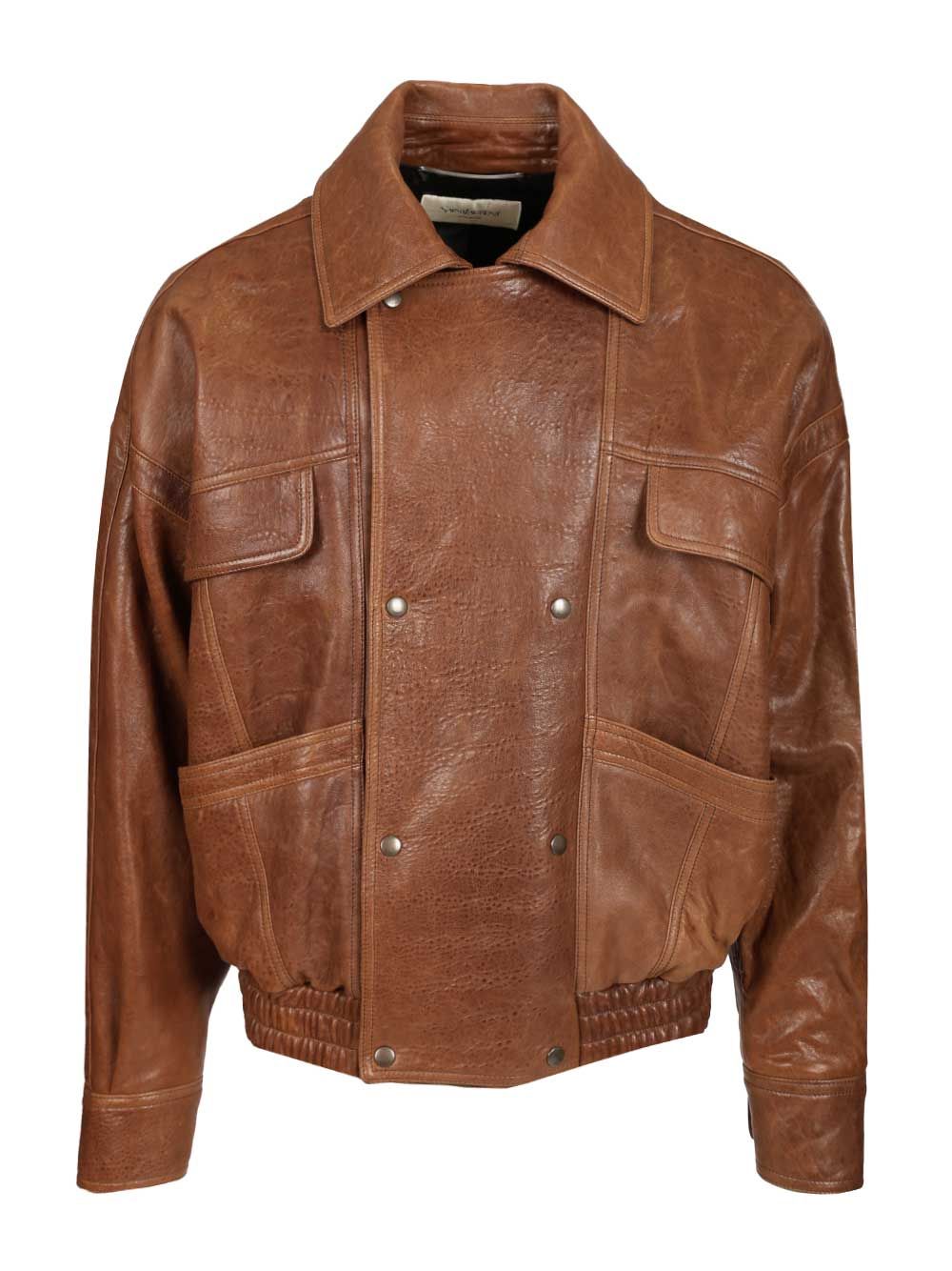 Saint Laurent Leather Jacket Giacche - Marrone | e0e357cb6337c3739067650aca2244365fa55b22