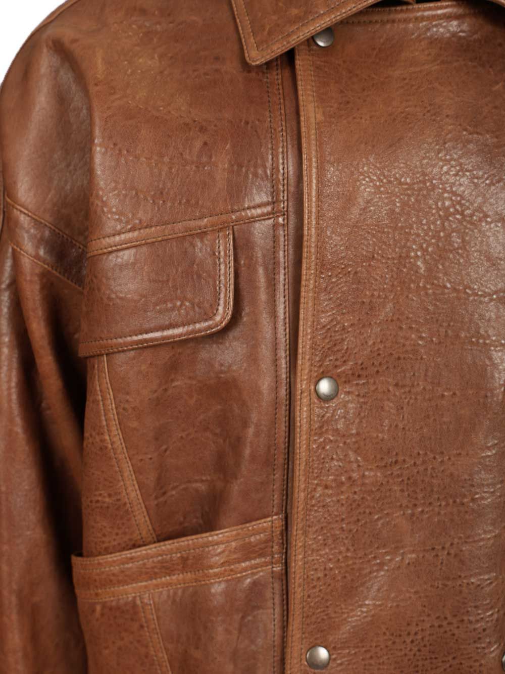 Saint Laurent Leather Jacket Giacche - Marrone | f7ff1c0c0b1db5feedb0df538b8a6db19b560758