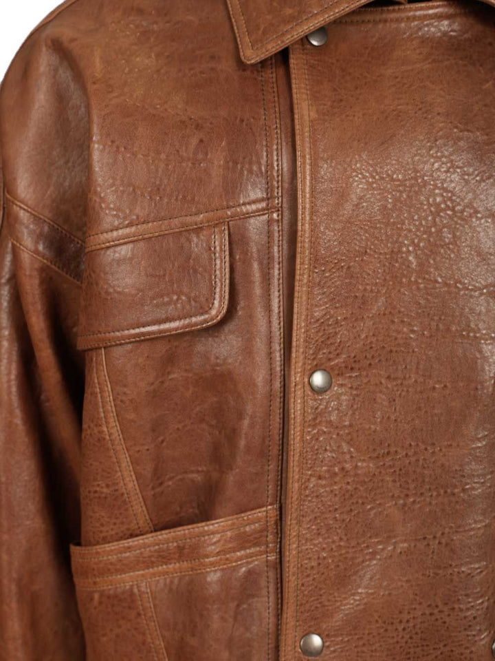Saint Laurent Leather Jacket Giacche - Marrone | f7ff1c0c0b1db5feedb0df538b8a6db19b560758