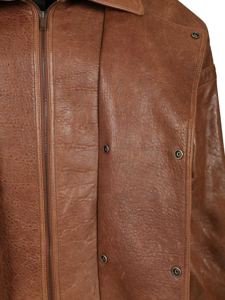 Saint Laurent Leather Jacket Giacche - Marrone | 35cd52d41414c685d04719de2e0bb6b70cdc5ca4
