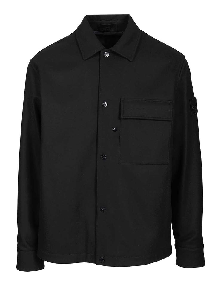 Stone Island Wool Blend Overshirt Shirts - Blu | 42abfd4e127589040b002ecac19d207c904402ac
