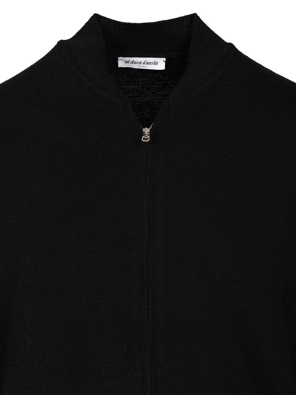 Al Duca D'Aosta Cardigan With Zip Closure Knitwear - Nero | e87b83d67e9a278f55caea14cb50a792d051eb54