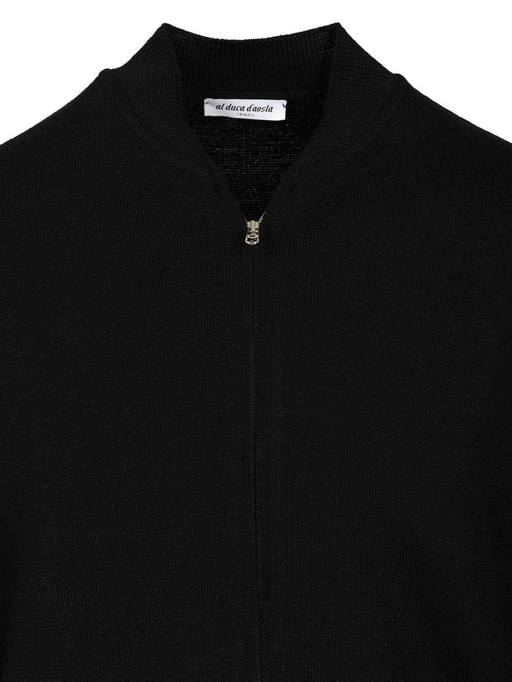 Al Duca D'Aosta Cardigan With Zip Closure Knitwear - Nero | e87b83d67e9a278f55caea14cb50a792d051eb54