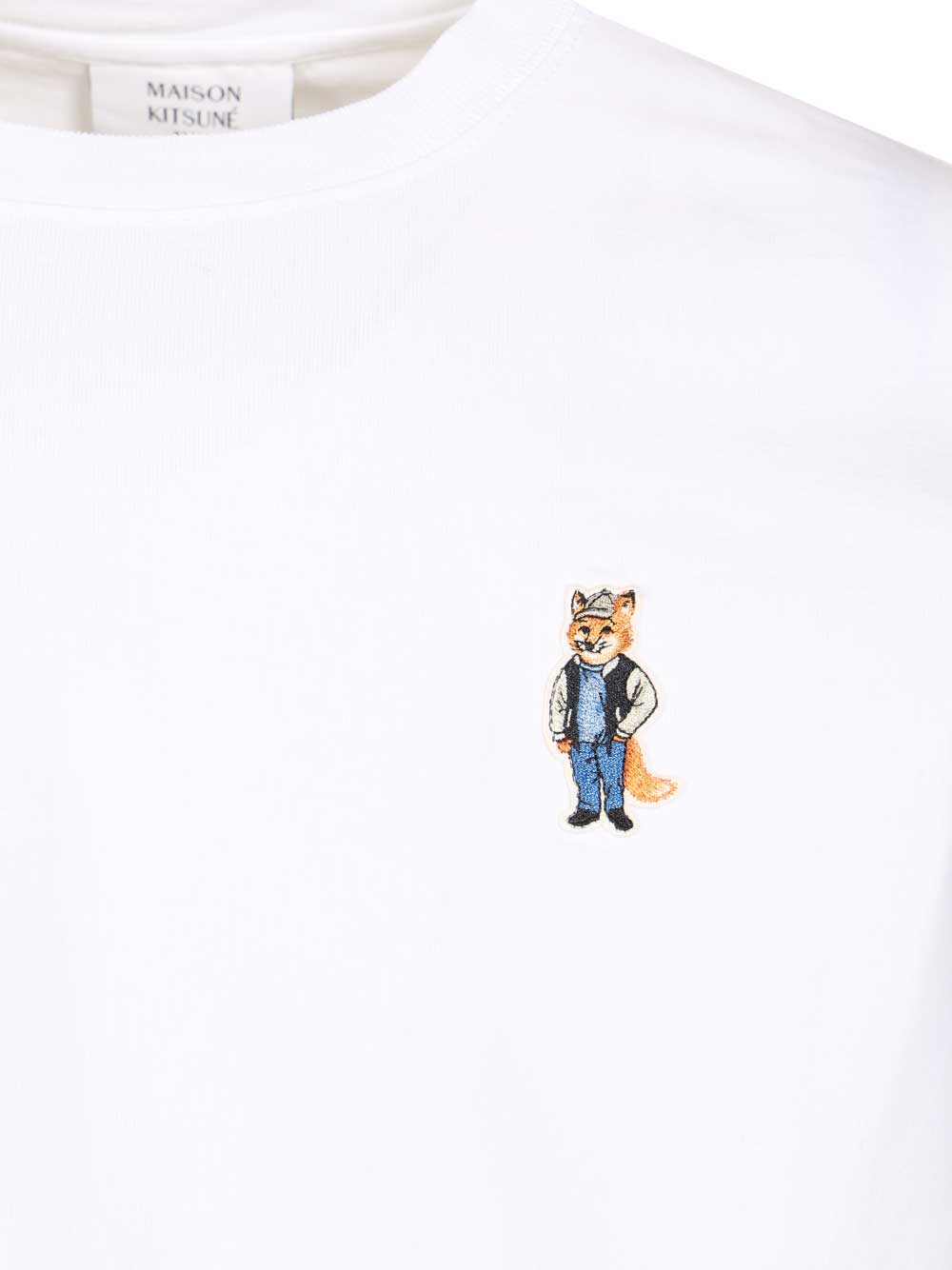 Maison KitsunÉ With Dressed Fox Embroidery T-Shirt - Bianco | 3a6432352975b2d15d9b20253f6e193e9f9ba052