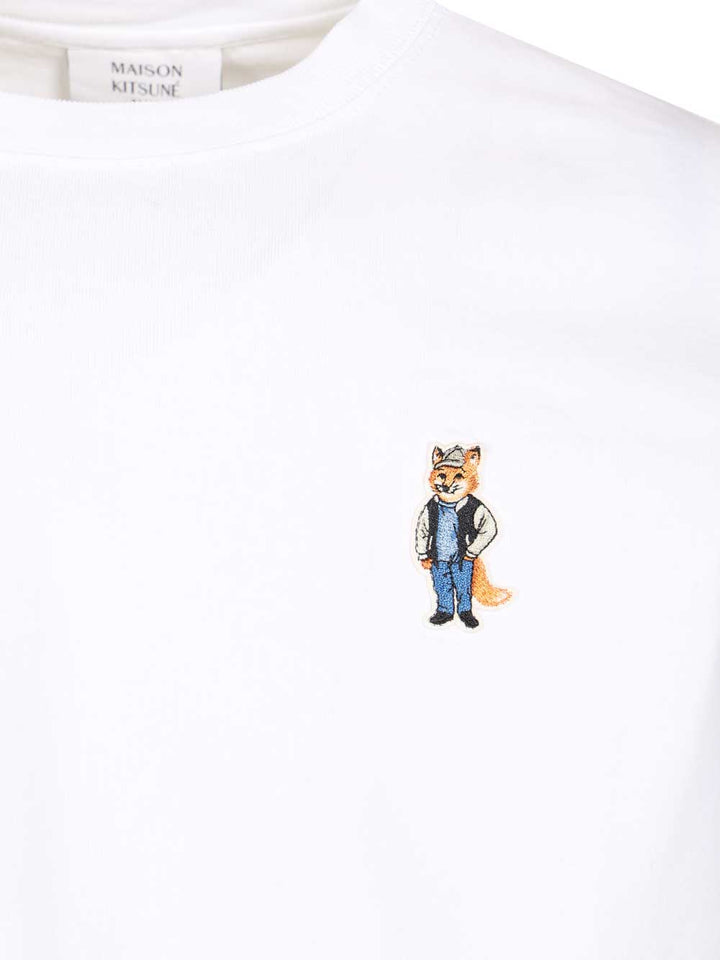 Maison KitsunÉ With Dressed Fox Embroidery T-Shirt - Bianco | 3a6432352975b2d15d9b20253f6e193e9f9ba052