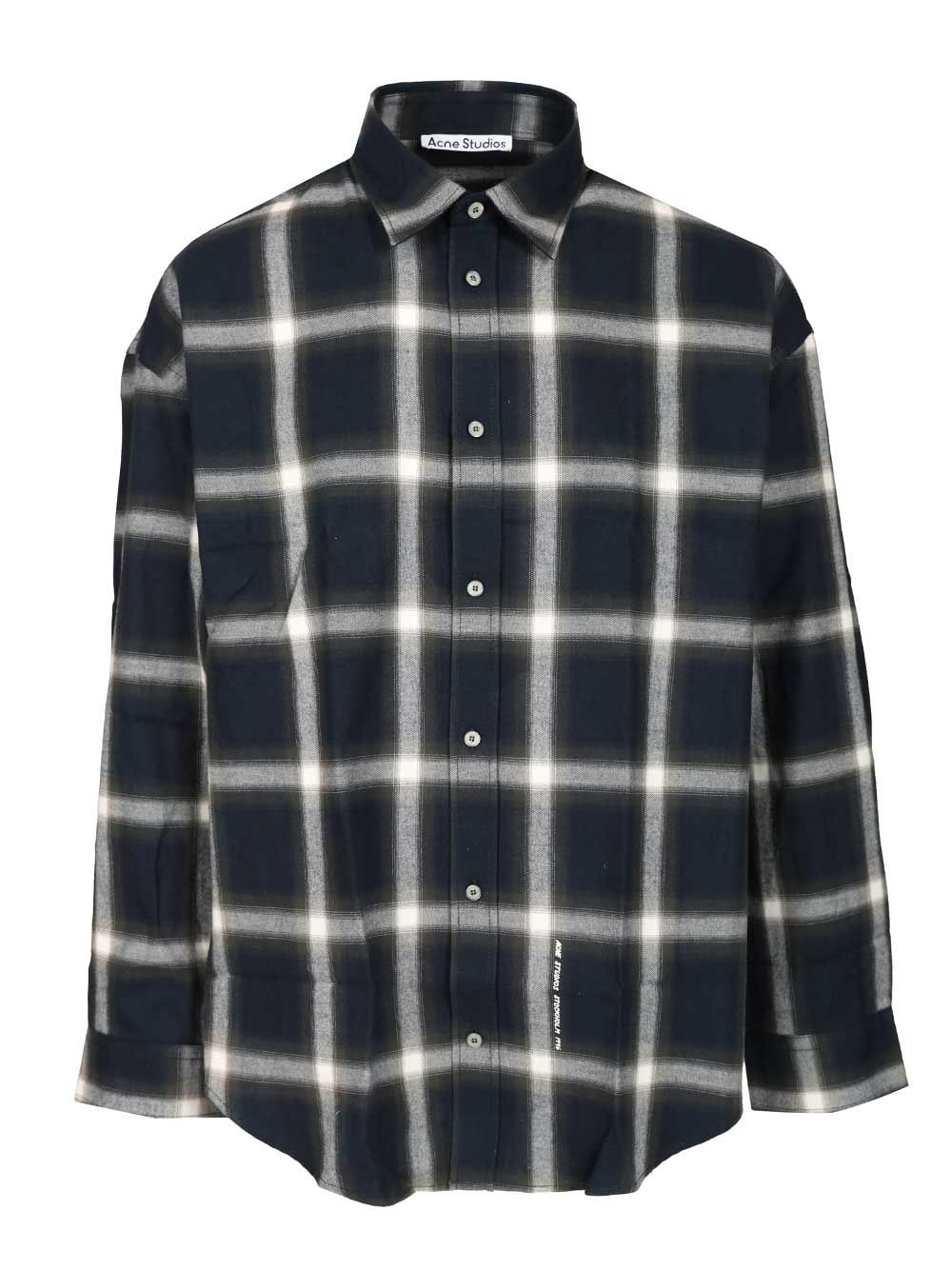 Acne Studios Checked Cotton Shirt Shirts - Blu | 13b1cc61925784ec74b10df9f7fda72fb5ed9cd3