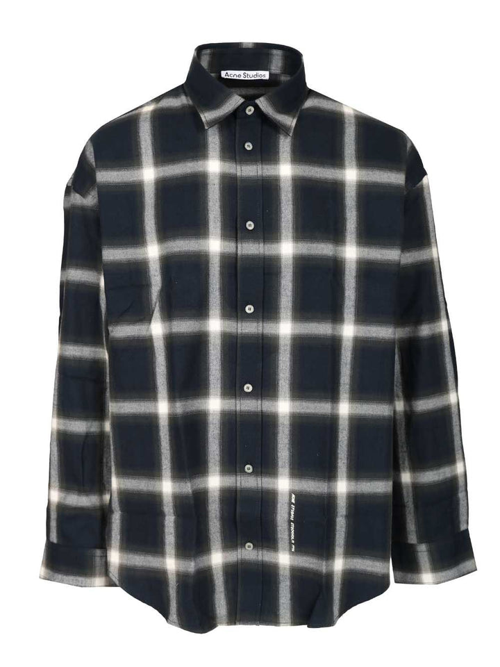 Acne Studios Checked Cotton Shirt Shirts - Blu | 13b1cc61925784ec74b10df9f7fda72fb5ed9cd3