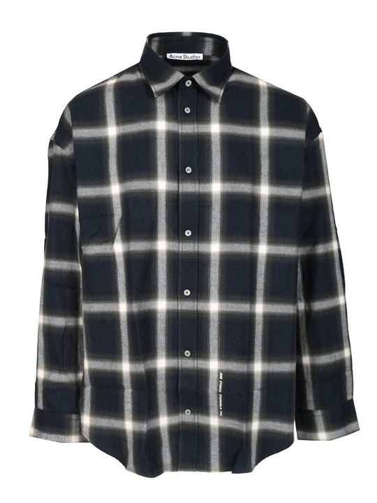 Checked Cotton Shirt Shirts Blu