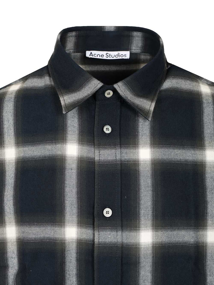 Acne Studios Checked Cotton Shirt Shirts - Blu | be570063671941785e24c695a50e02b31a440910