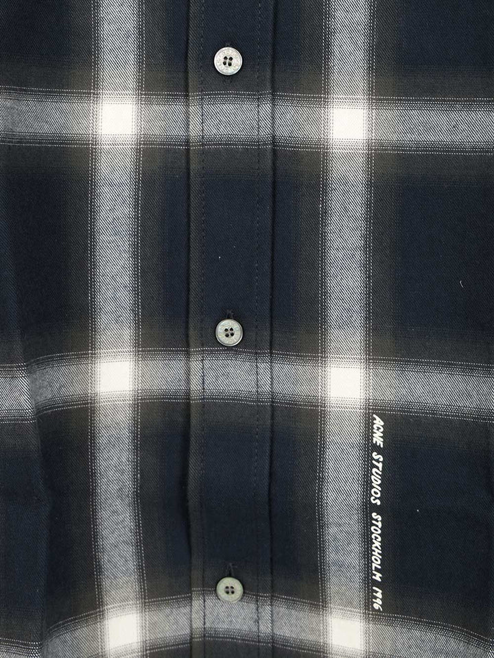 Acne Studios Checked Cotton Shirt Shirts - Blu | 65dcfa42b9645e1d272ca6f071636bdd25aa67a3