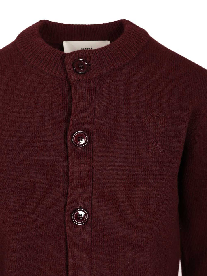 Ami Crew Neck Cardigan Knitwear - Nero | 2c97aa5eab93d91016a0ee9c61f137bc26148ed2