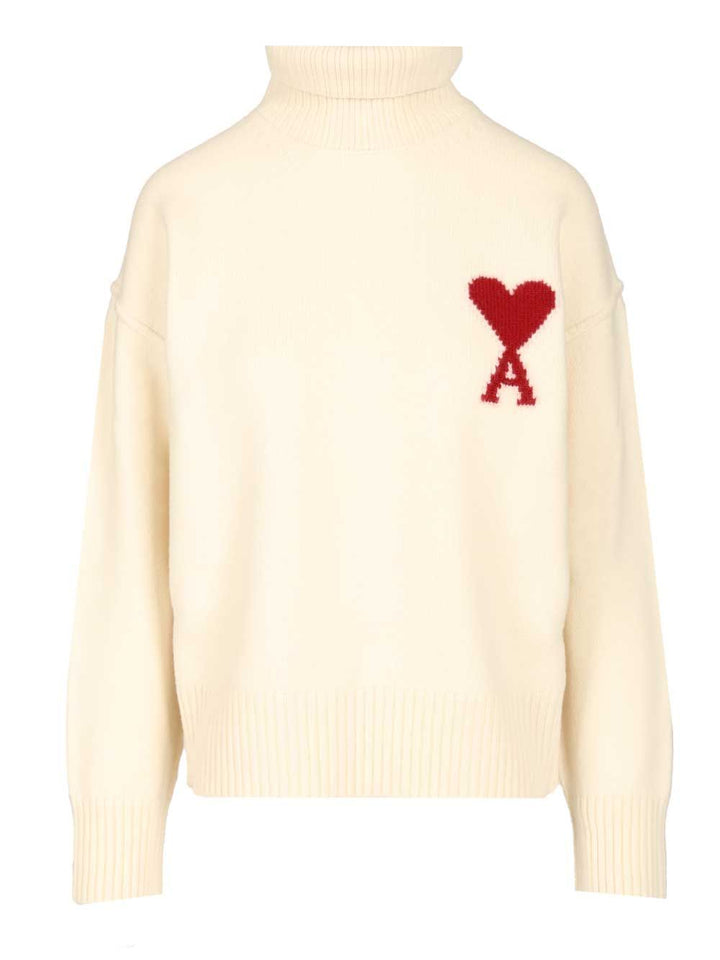 Ami Ami De Coeur Turtleneck Sweater Knitwear - Bianco | 309f9867d05cd43f5f4213f6b9740b3af62b044a