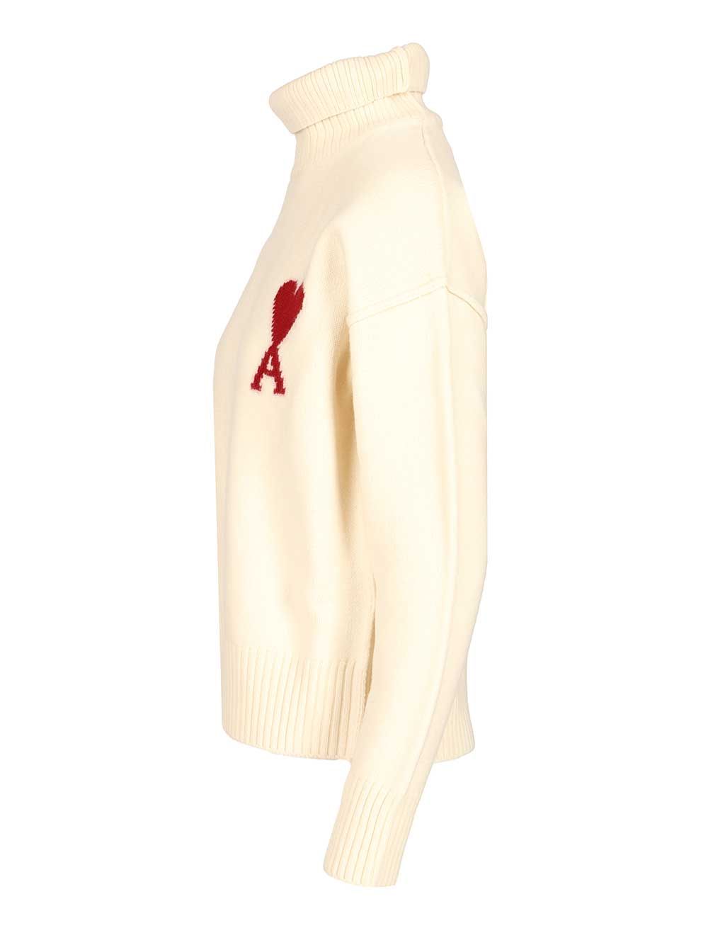 Ami Ami De Coeur Turtleneck Sweater Knitwear - Bianco | 5bbbf2d72dc9b043ae4be5f4412c395c78444ba7