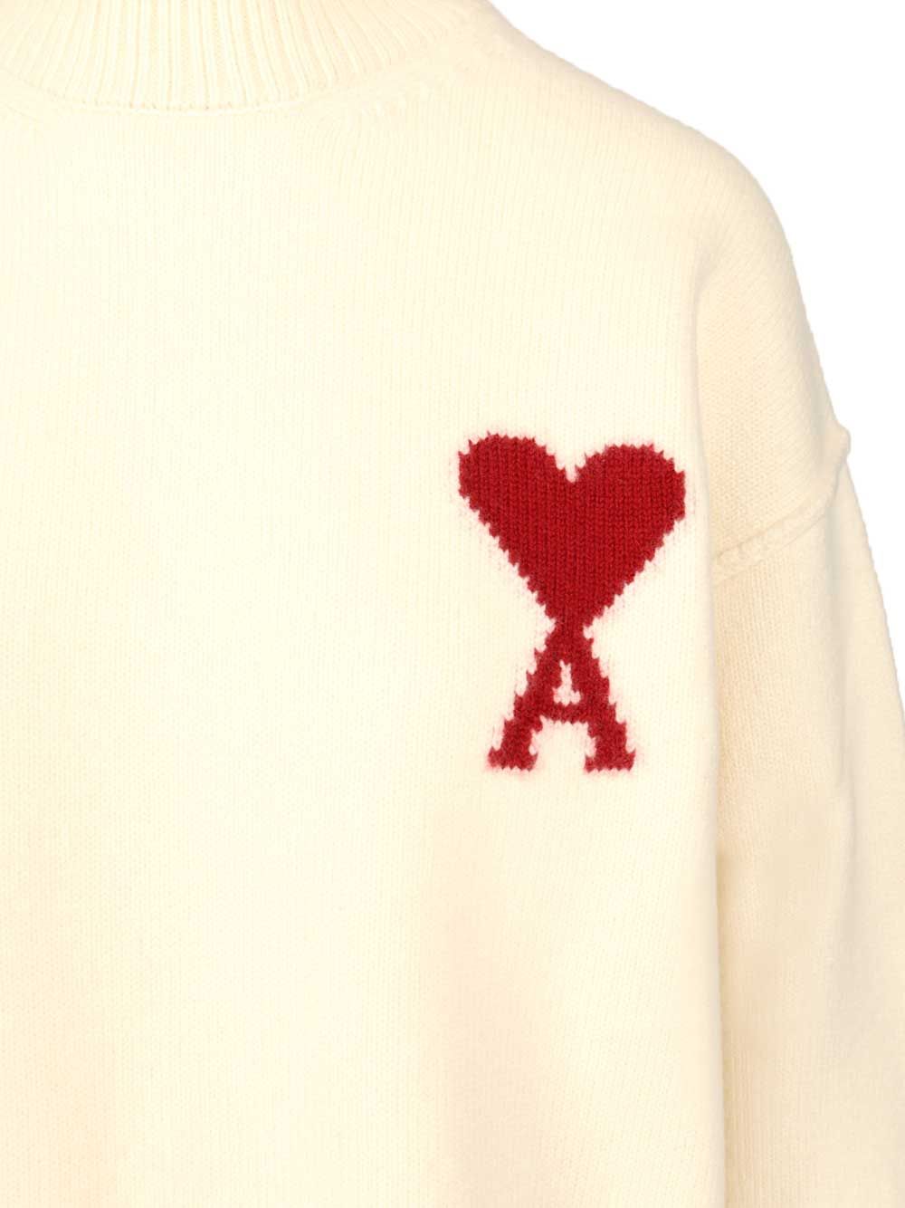 Ami Ami De Coeur Turtleneck Sweater Knitwear - Bianco | 6d73d9dae0025cb916a6d8bd555d4651d7808842