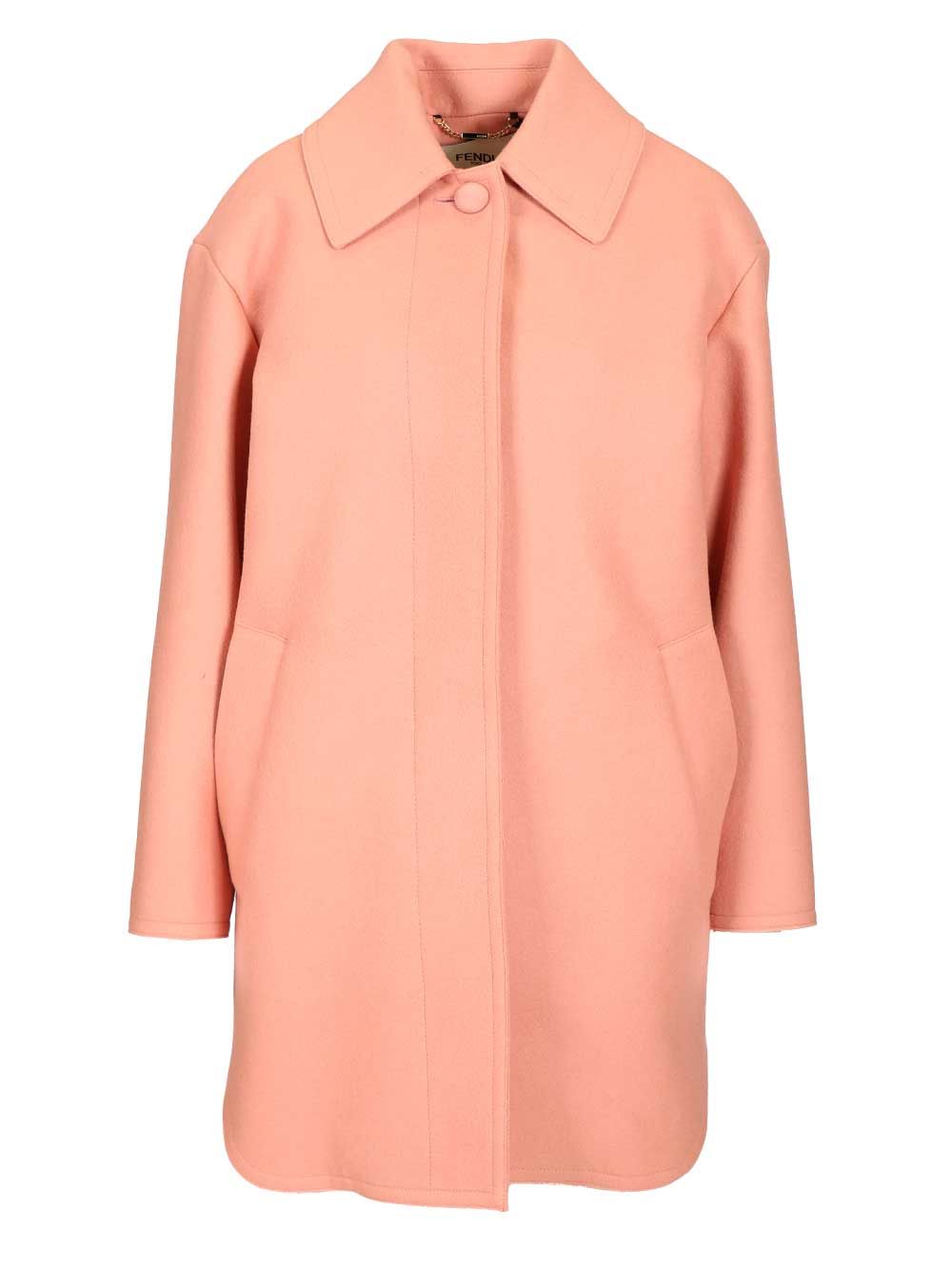 Fendi Single-Breasted Midi Coat Coats - Rose | 91822464e865968ad8d94b64ad27833bdb5e97fe