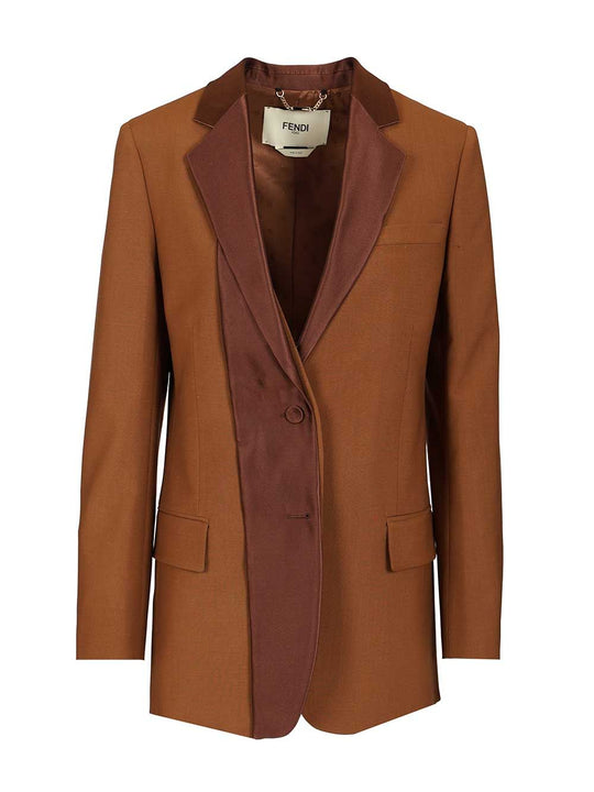 Single-Breasted Tailored Blazer Giacche Beige