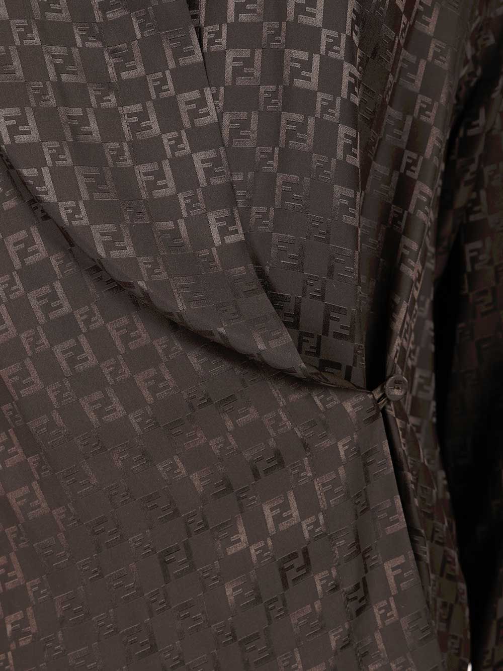 Fendi Ff Jacquard Silk Shirt Top - Marrone | 86c34fa176d7f05adfa193d6faf13e6527f4091b