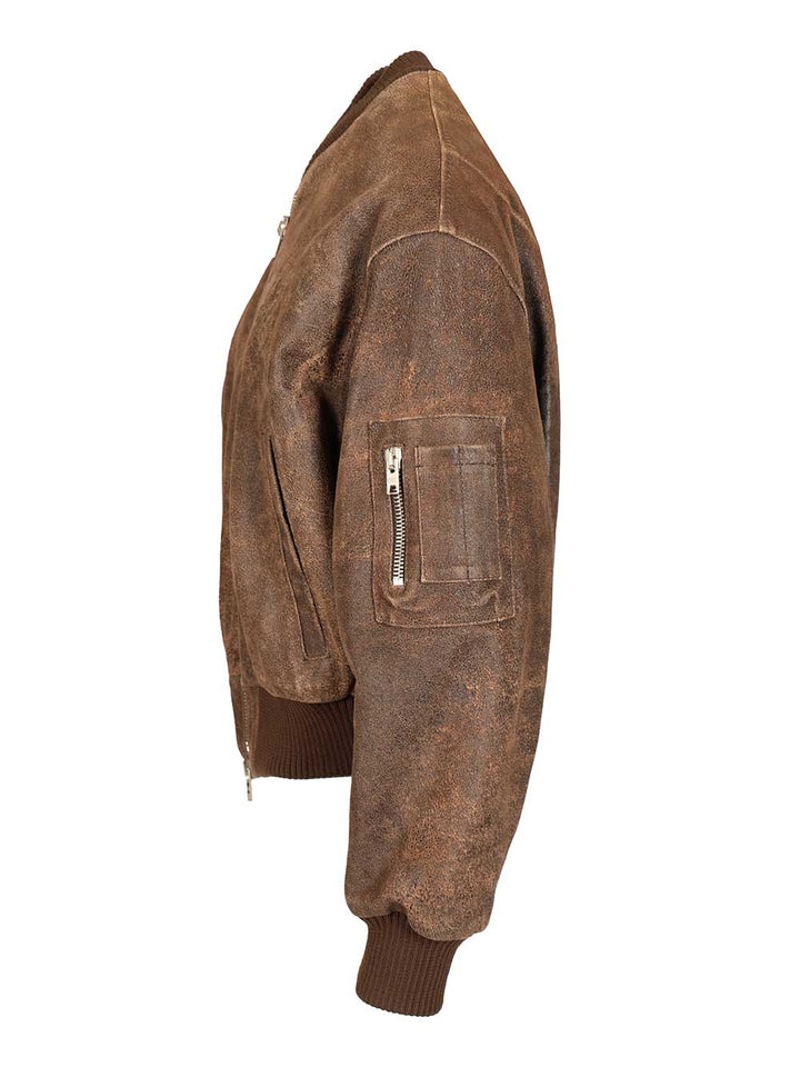 Dfour Leather Bomber Jacket Giacche - Marrone | 1b2cb4df5f327800674485417da487019200356e